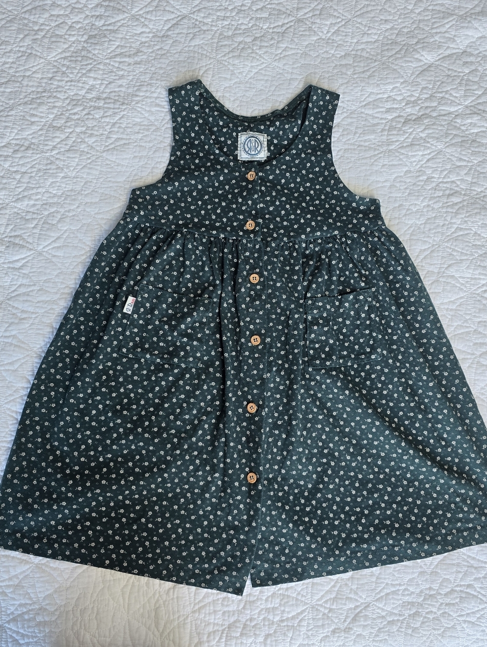 Vintage Cottagecore Floral Print Green Button Up Dress